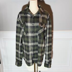Chaps Flannel Shirt Green and Gray Plaid